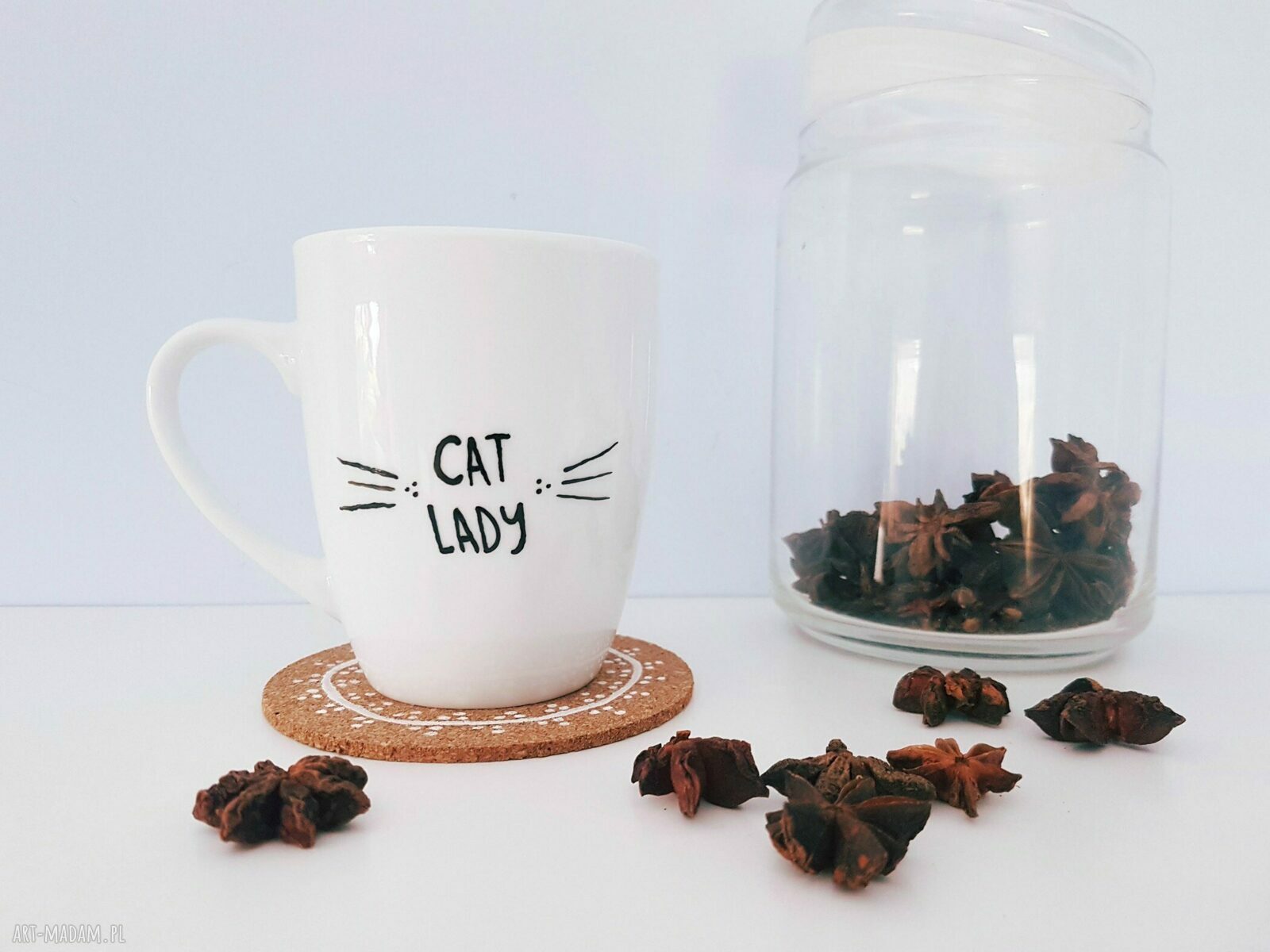 kubek kociary cat lady hand made