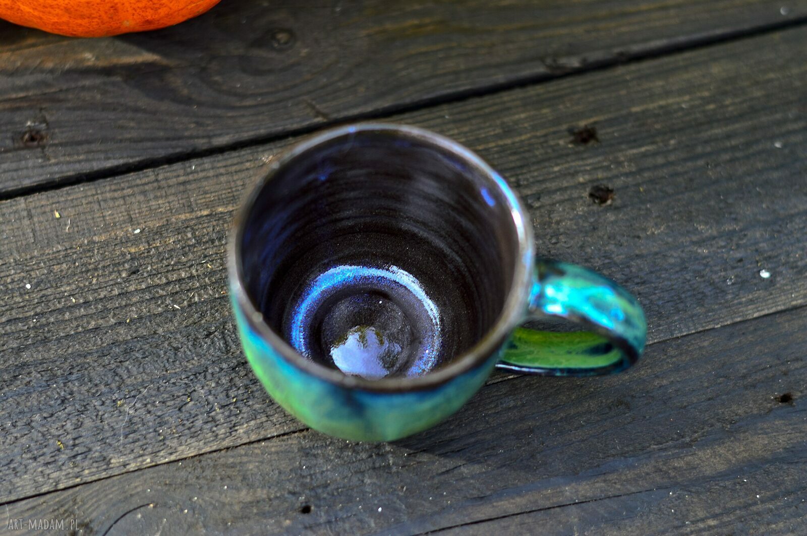 Kubek ceramiczny do espresso 220 ml | black-smaragd - rękodzieło Azul Horse