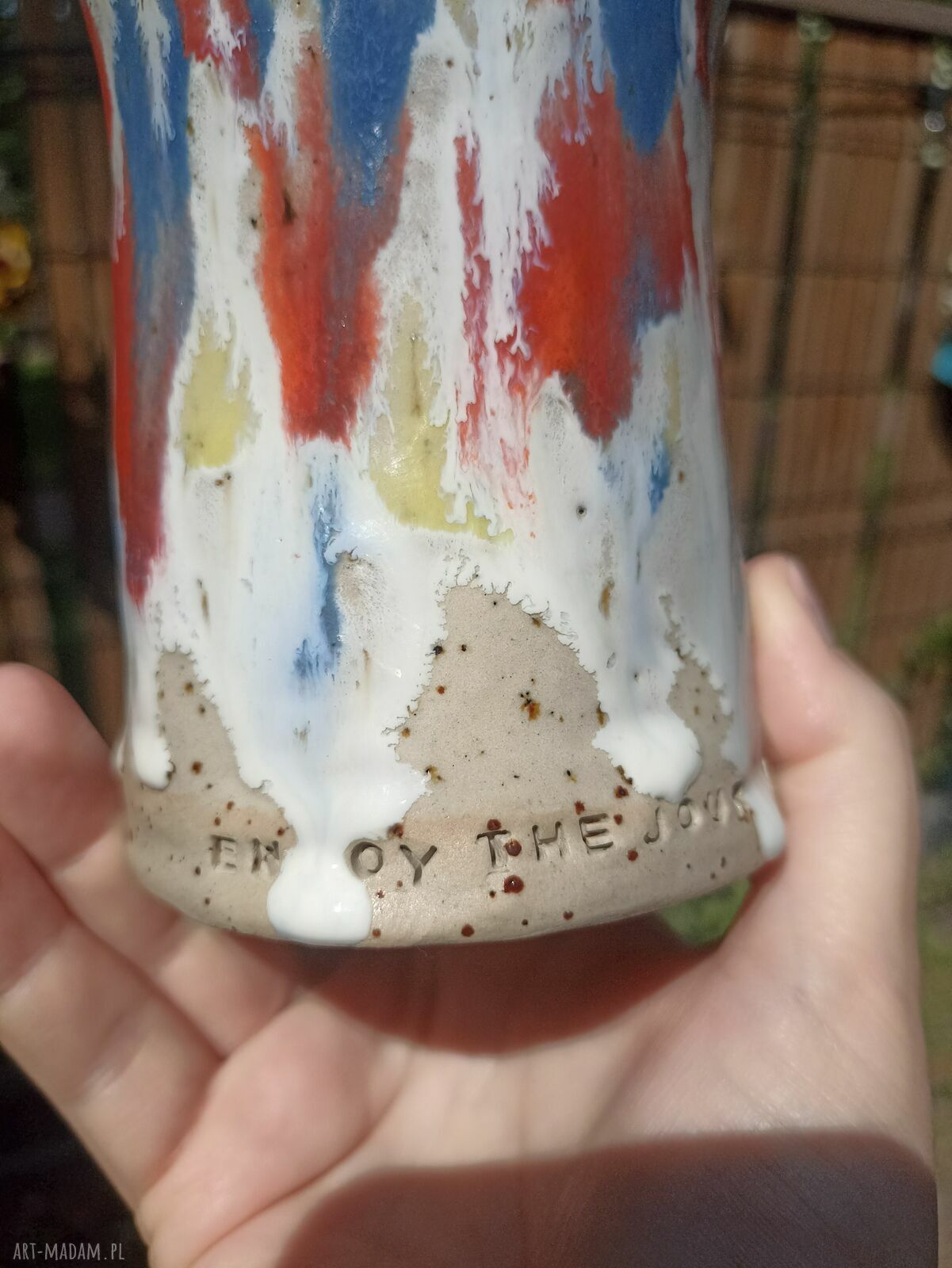 Kubek podróżny Travel Mug z napisem ENJOY THE JOURNEY - ręcznie robiona ceramika