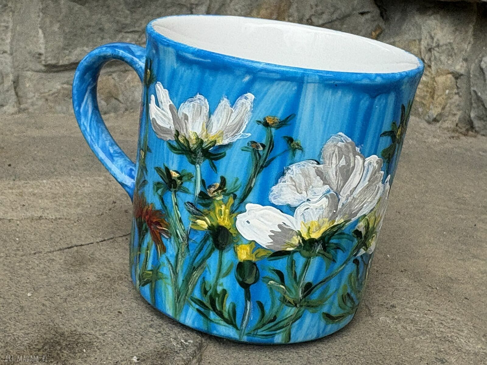 Porcelanowy kubek ręcznie malowany Kwiaty