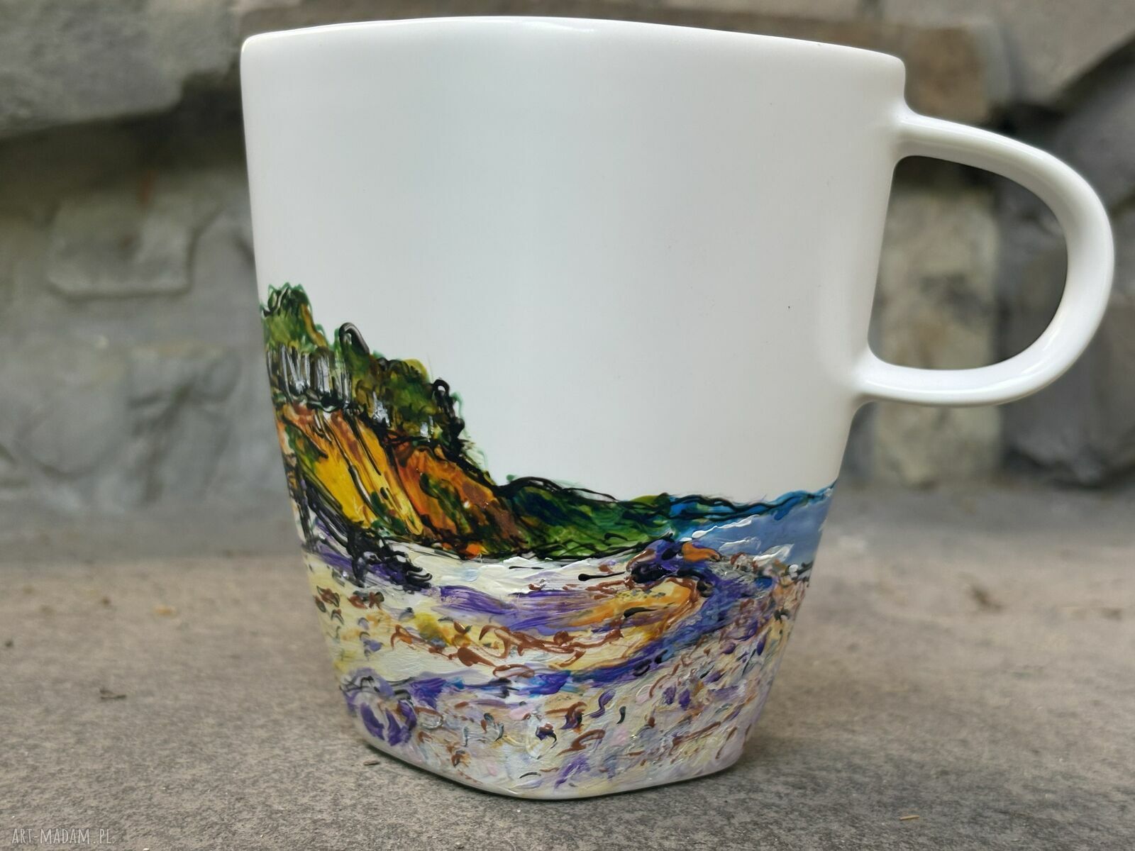 Porcelanowy kubek ręcznie malowany - Nad Bałtykiem (350 ml)