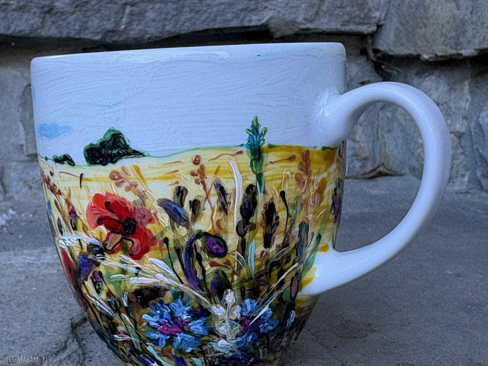 Porcelanowy kubek ręcznie malowany Łąka - 300 ml