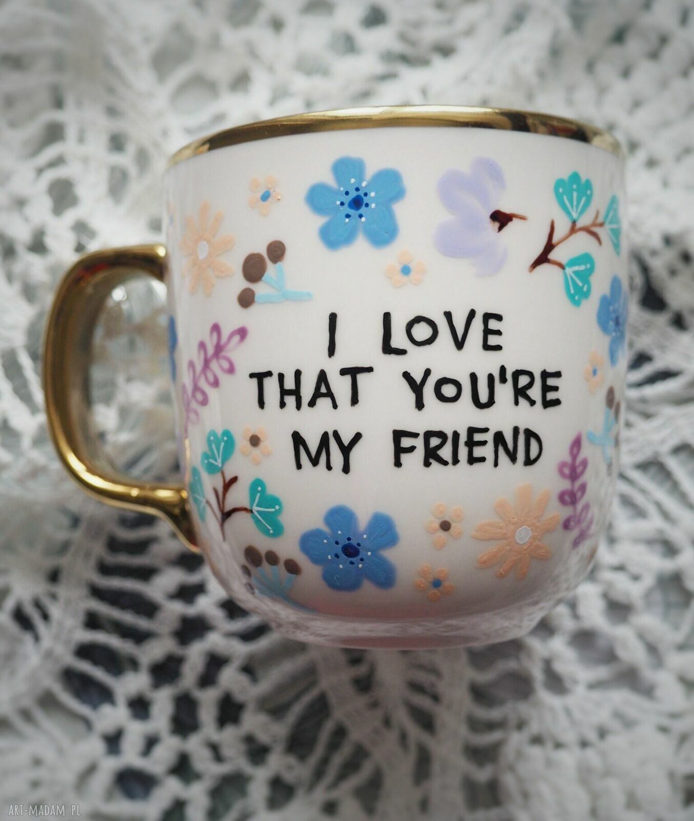 Kubek dla przyjaciela LOVE - ręcznie malowana porcelana 380 ml