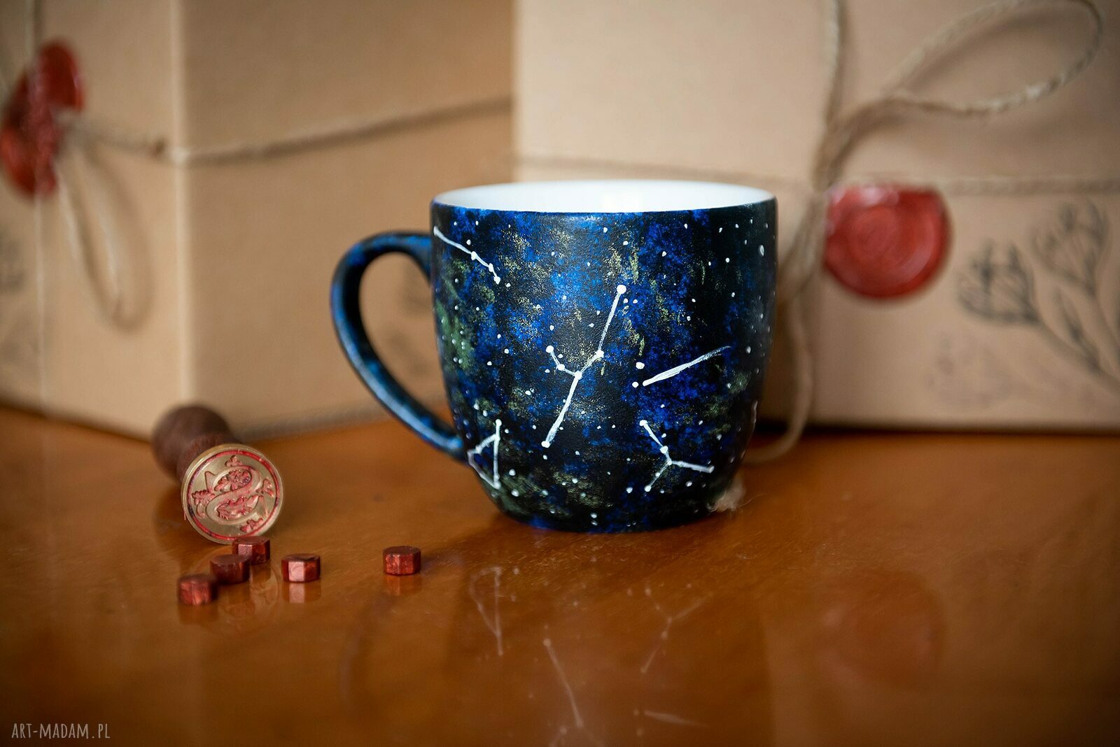 Kubek ręcznie malowany - Gwiezdna Sowa z porcelany 300 ml