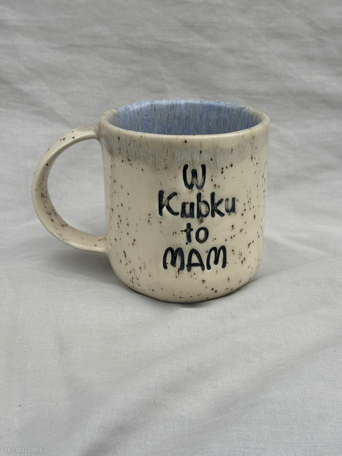 Duży kubek ceramiczny 400 ml z napisem W kubku to mam : - ręcznie wykonany