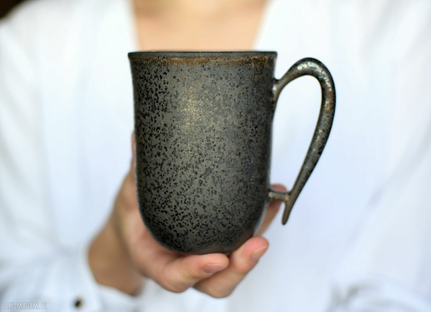 Kubek Rustykalny Ceramiczny z Sercem Wewnątrz 300ml