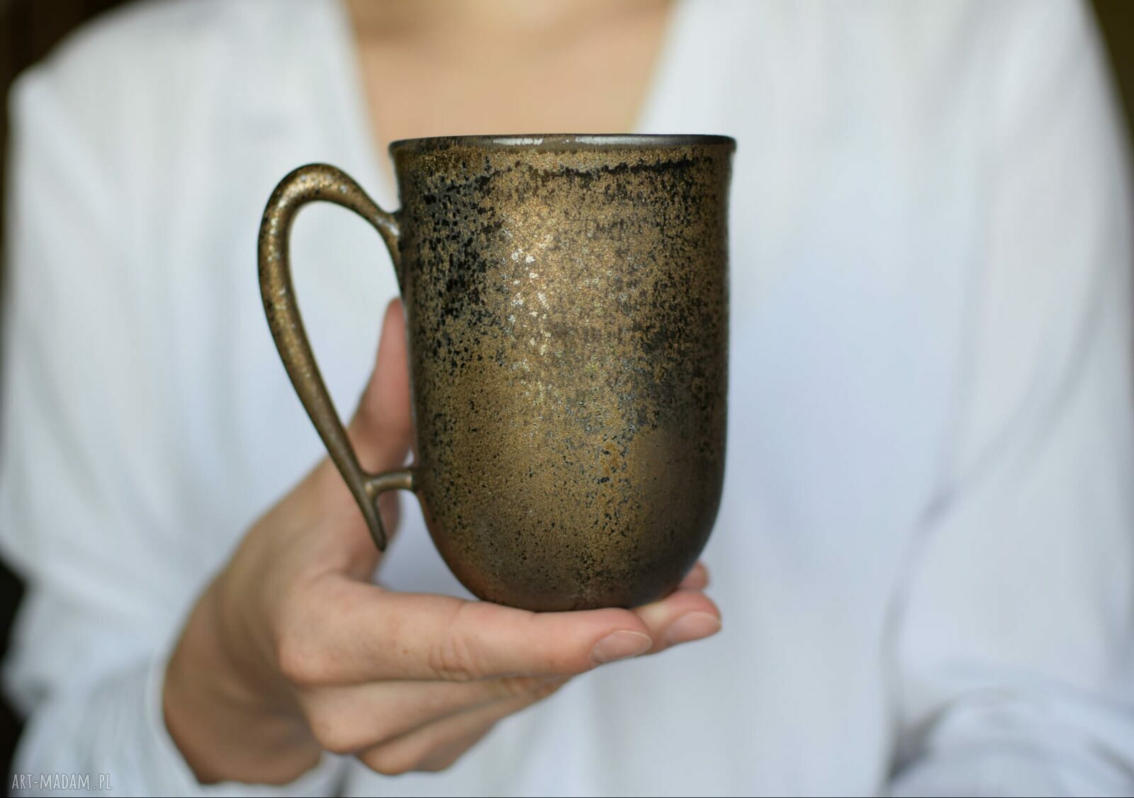Kubek Rustykalny Ceramiczny z Sercem Wewnątrz 300ml