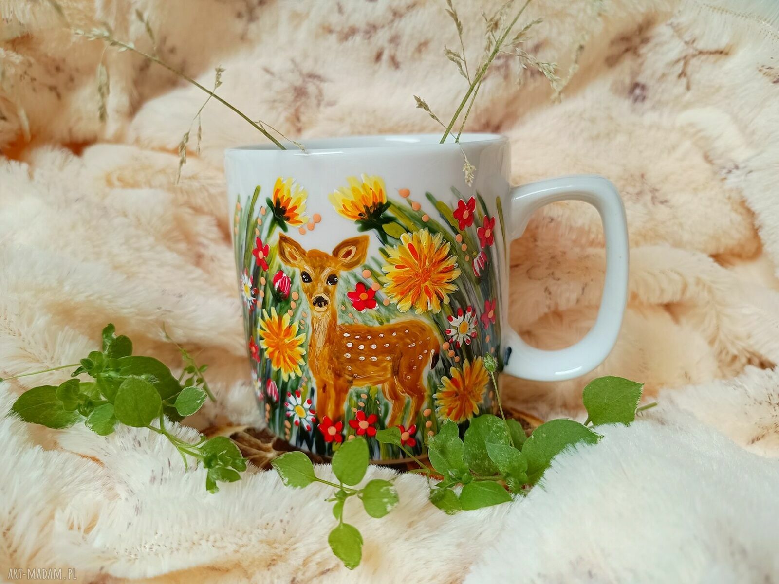 Kubek sarenki łąkowej ręcznie malowany 270 ml