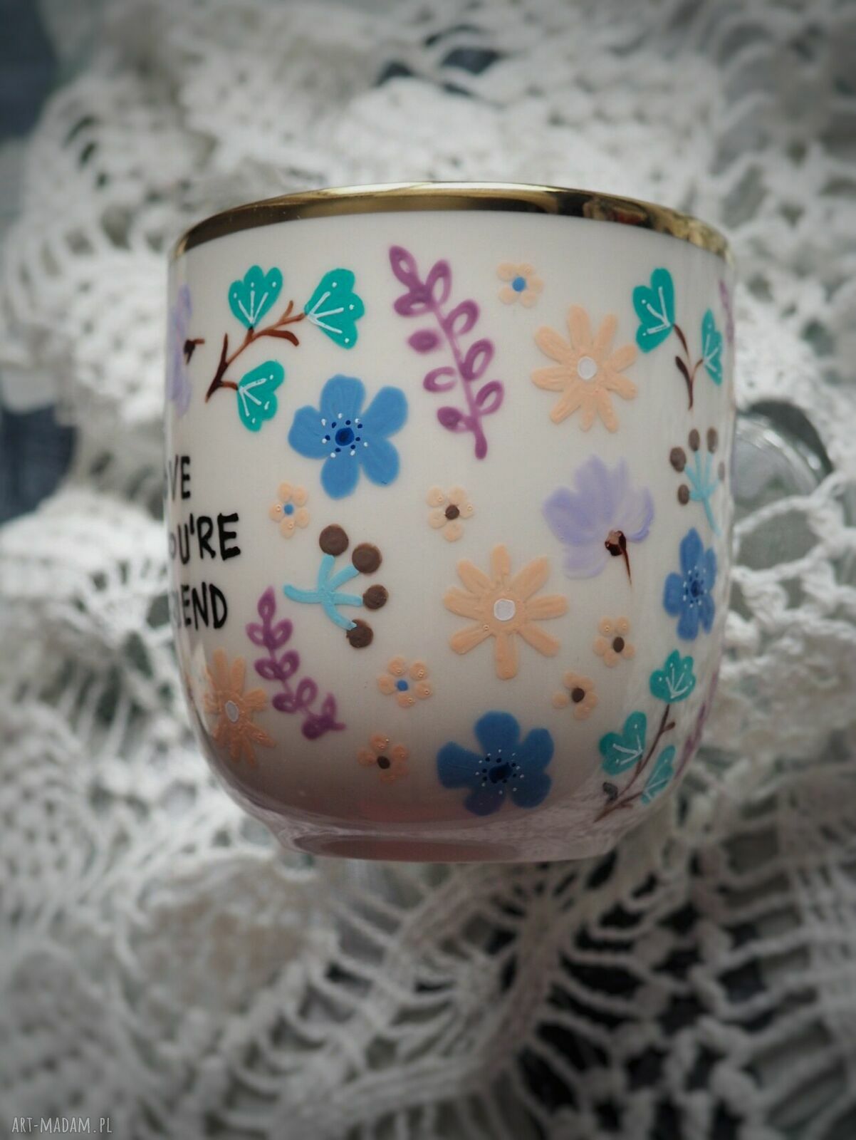 Kubek dla przyjaciela LOVE - ręcznie malowana porcelana 380 ml