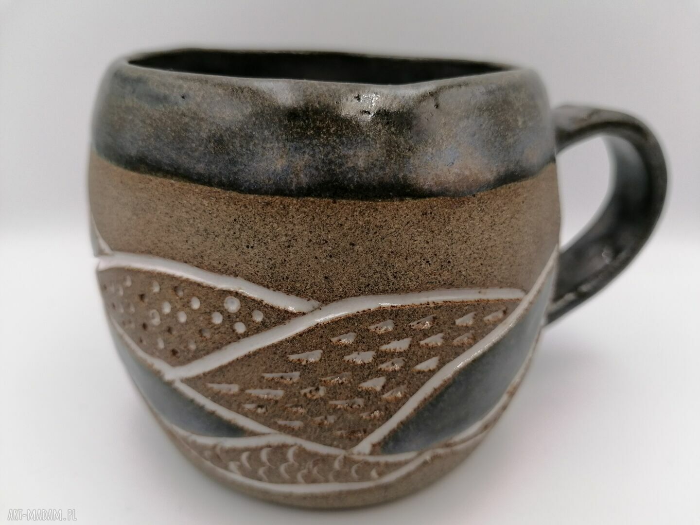 Kubek ceramiczny “Wpływy burzowy” - ręcznie robiony z gliny