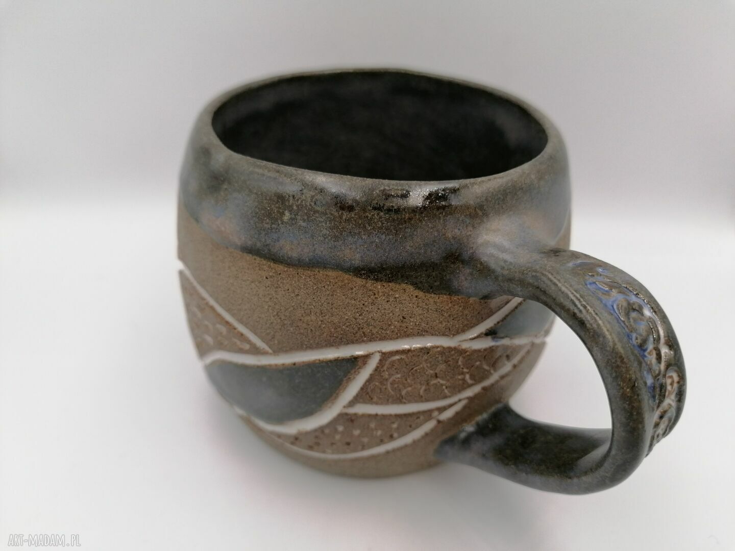 Kubek ceramiczny “Wpływy burzowy” - ręcznie robiony z gliny