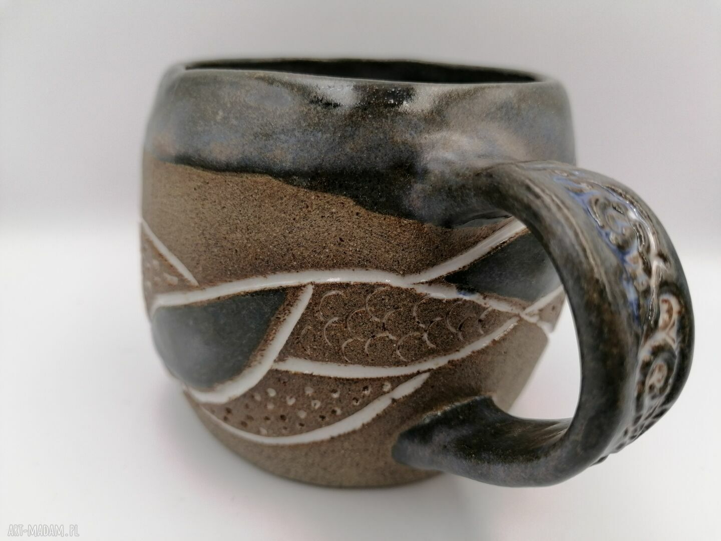 Kubek ceramiczny “Wpływy burzowy” - ręcznie robiony z gliny