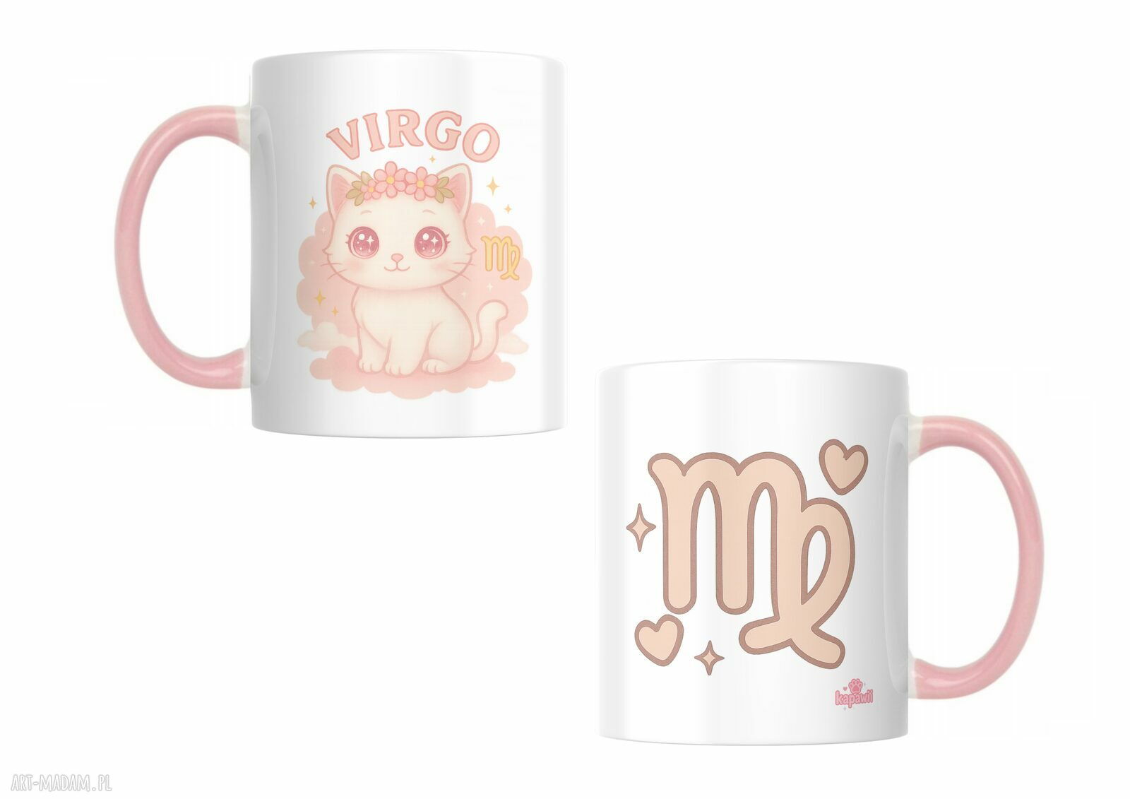 Kubek zodiakalny Panna - kotek Virgo w pastelach