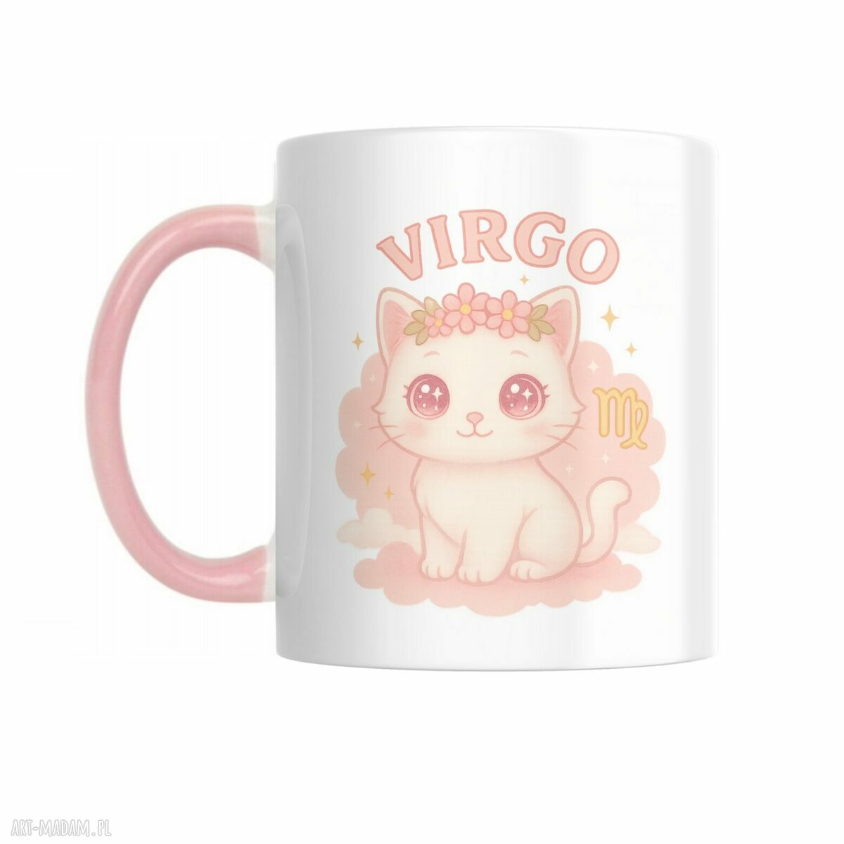 Kubek zodiakalny Panna - kotek Virgo w pastelach