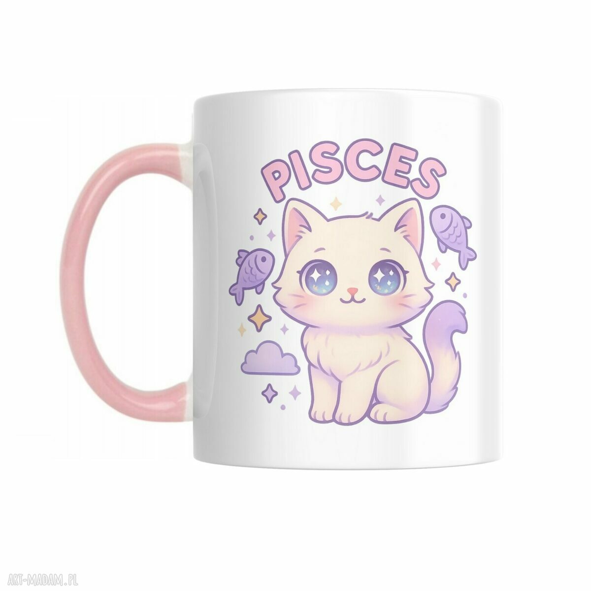 Kubek zodiakalny Ryby - kotek Pisces, pastelowa marzycielka