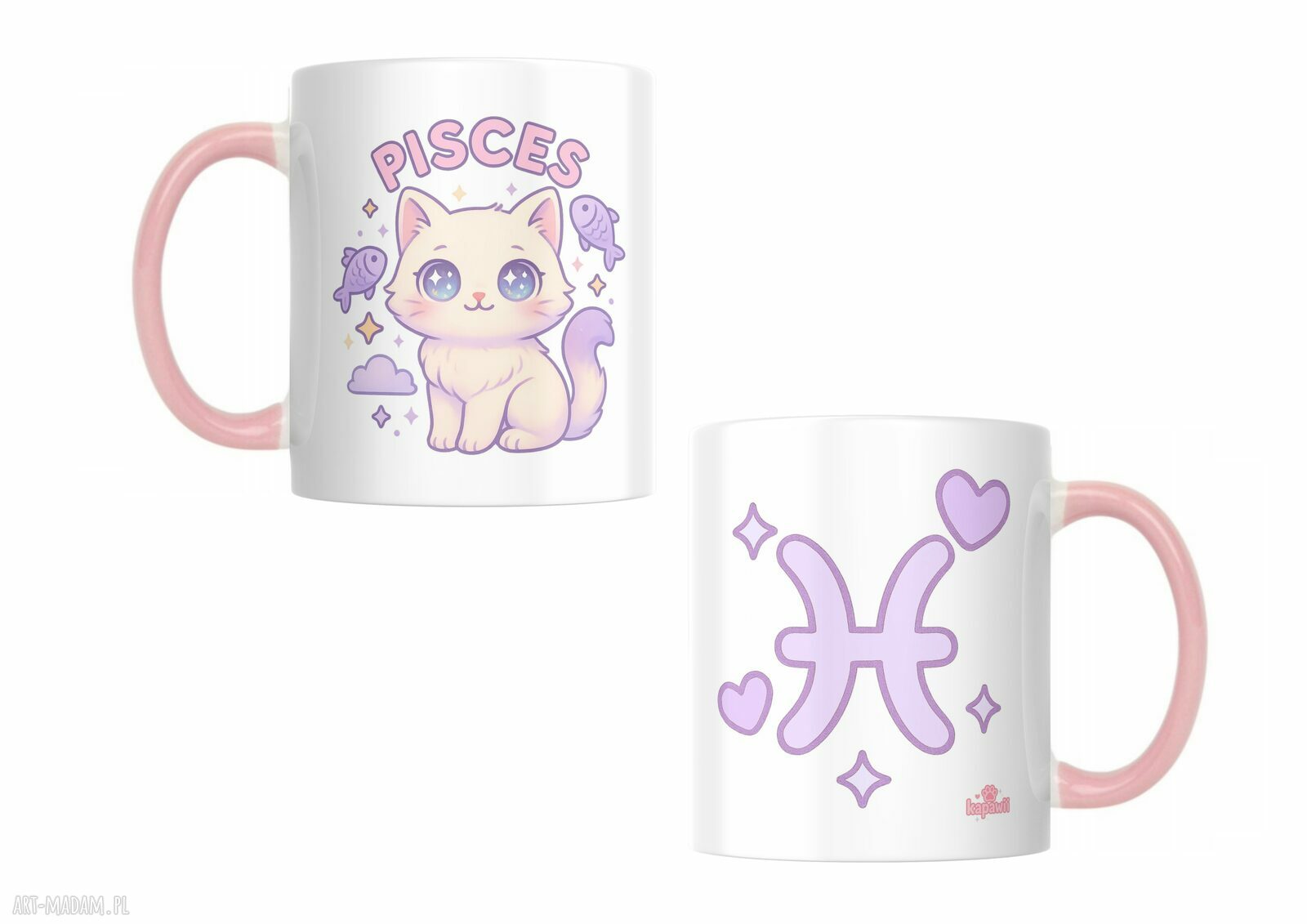 Kubek zodiakalny Ryby - kotek Pisces, pastelowa marzycielka