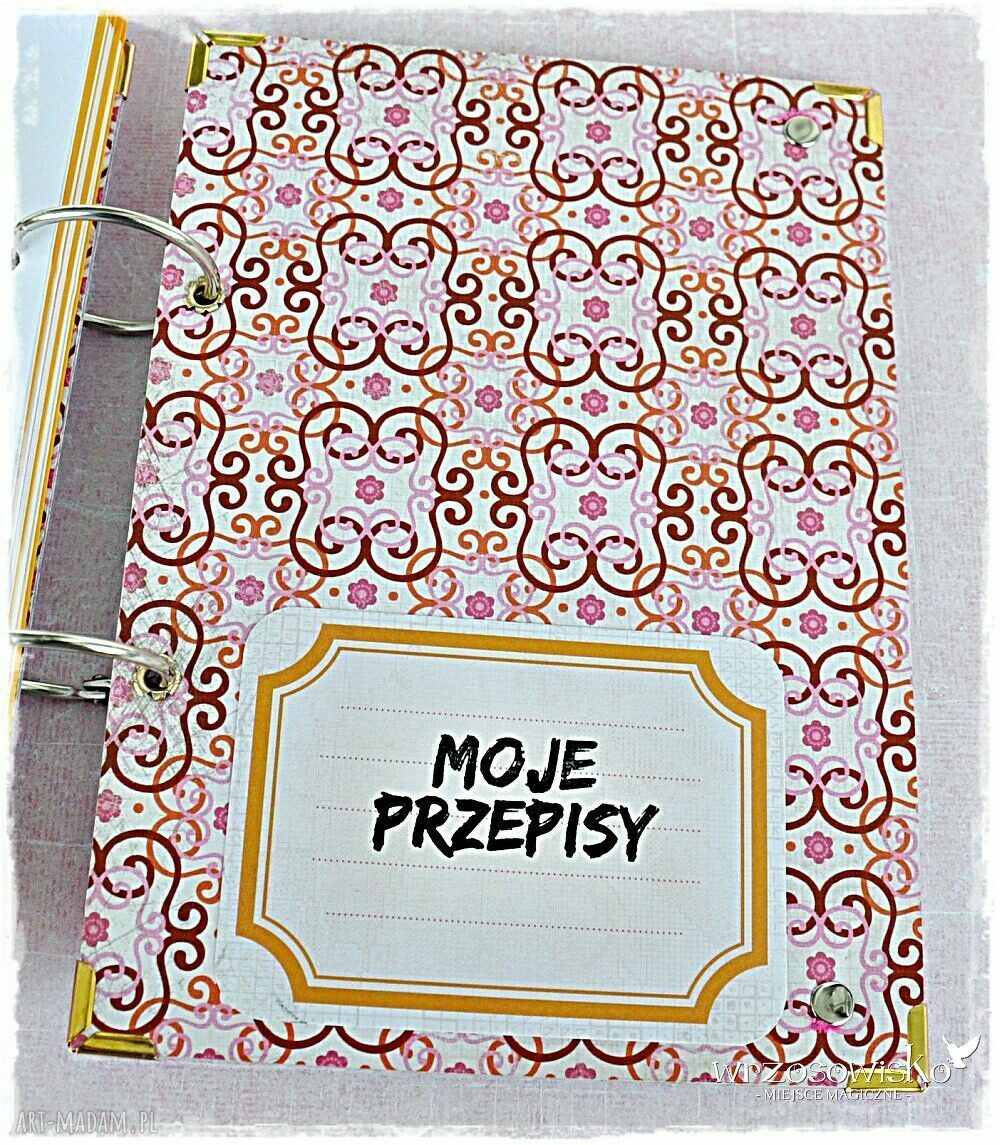 Kuchnia w kwiatach przepiśnik A5 scrapbookowy z 6 przekładkami i 100 kartkami w kratkę