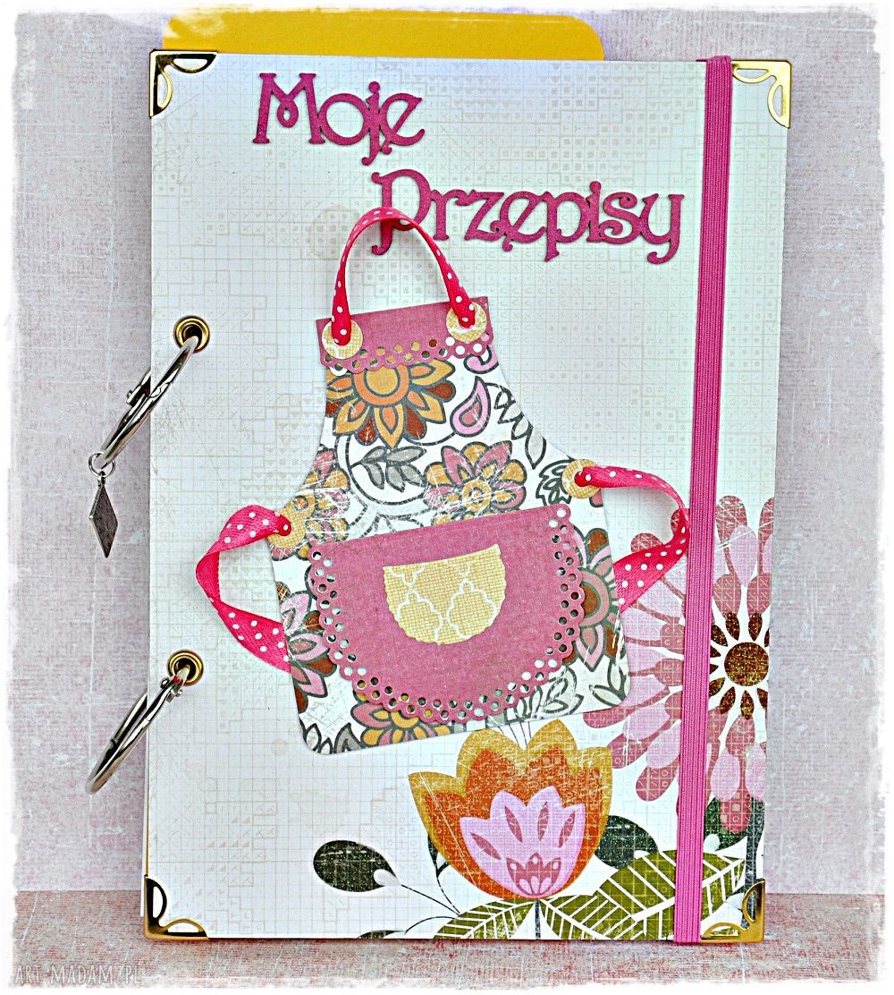 Kuchnia w kwiatach - przepiśnik A5 scrapbookowy z 6 przekładkami i 100 kartkami w kratkę