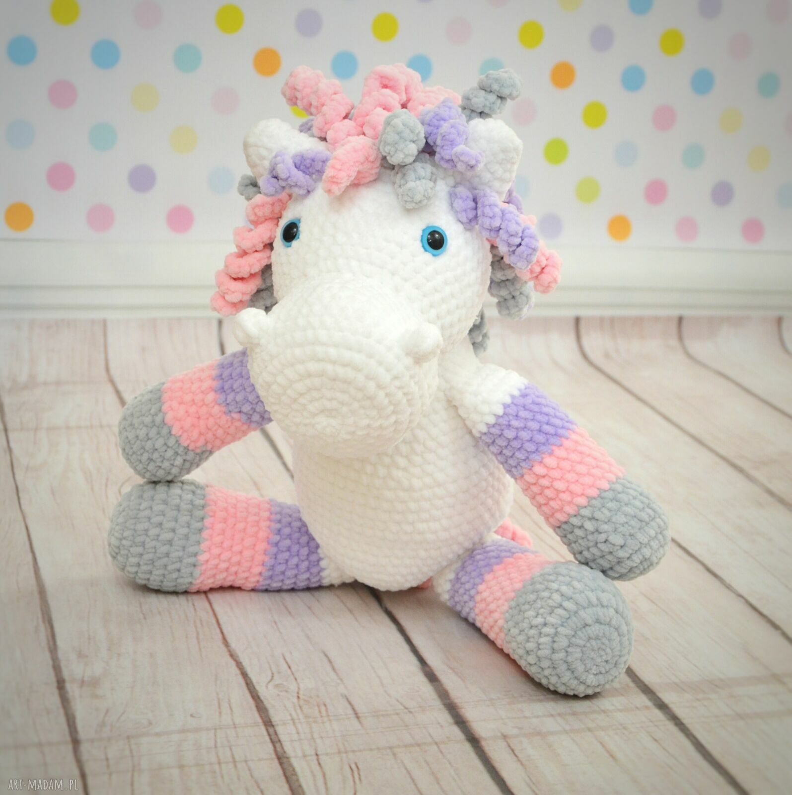 Kucyk przytulanka duuuuży 40 cm - szydełkowy handmade dla dziecka
