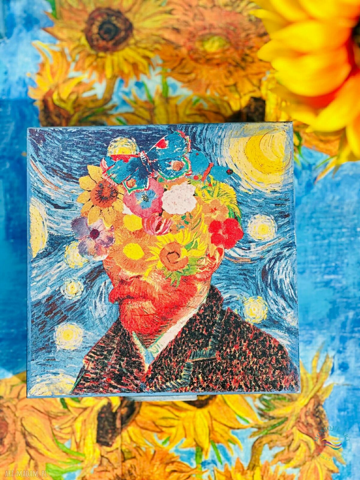 Kuferek dla miłośnika sztuki Van Gogh - prezent na biżuterię i drobiazgi