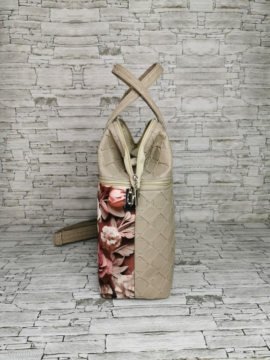 na ramię: Torebka damska kuferek MISSY róże 3d Hand Made