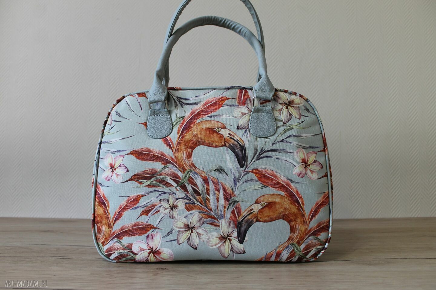 Kuferek Flamingi Vintage na ramię - elegancka i pakowna torebka handmade