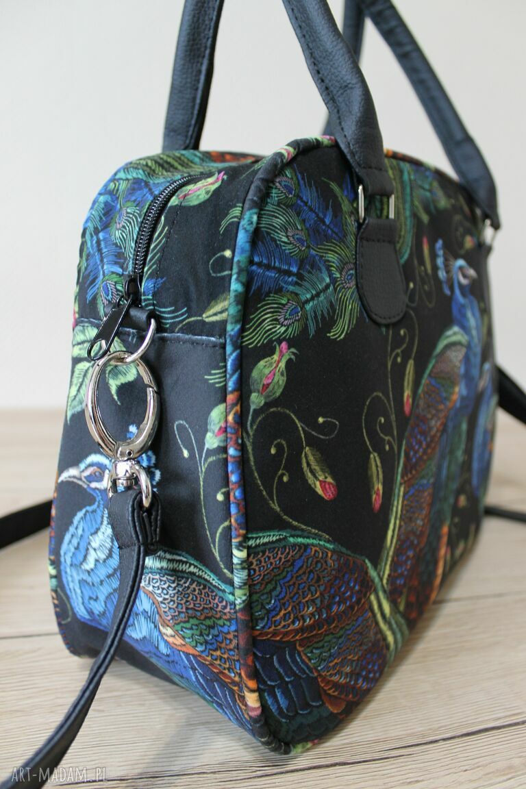 Kuferek Pawie na ramię - nowoczesna torebka handmade na prezent