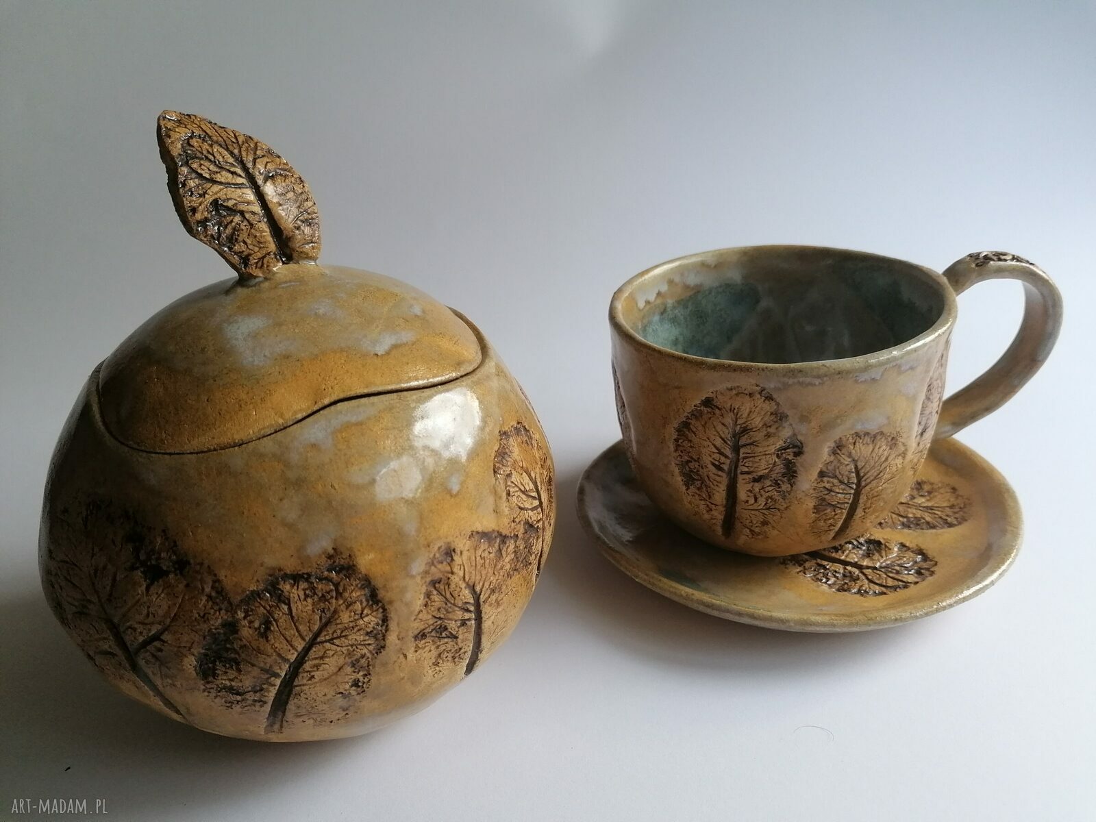 Kula z drzewami - ceramiczna cukiernica i pojemnik na słodycze