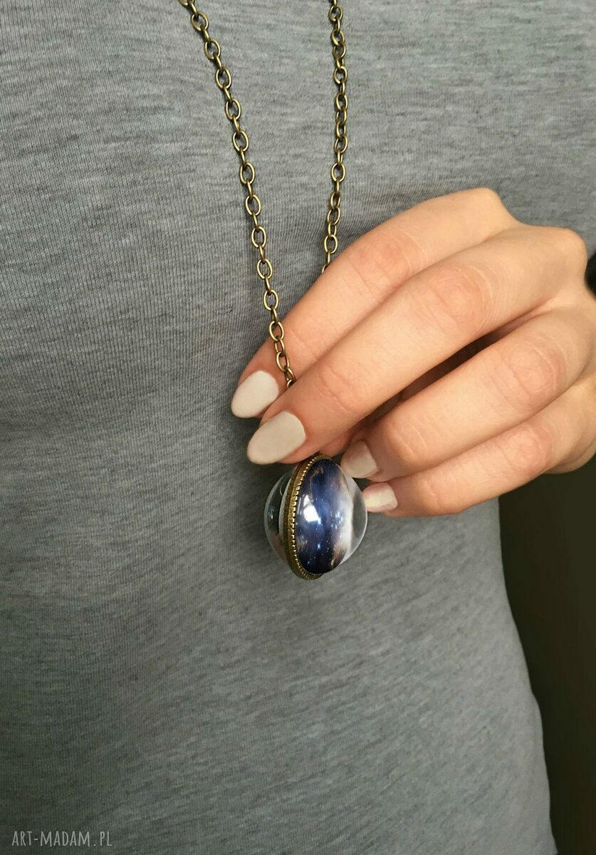 naszyjniki: Kulisty dwustronny medalion Nebula 0928SPB HandMade