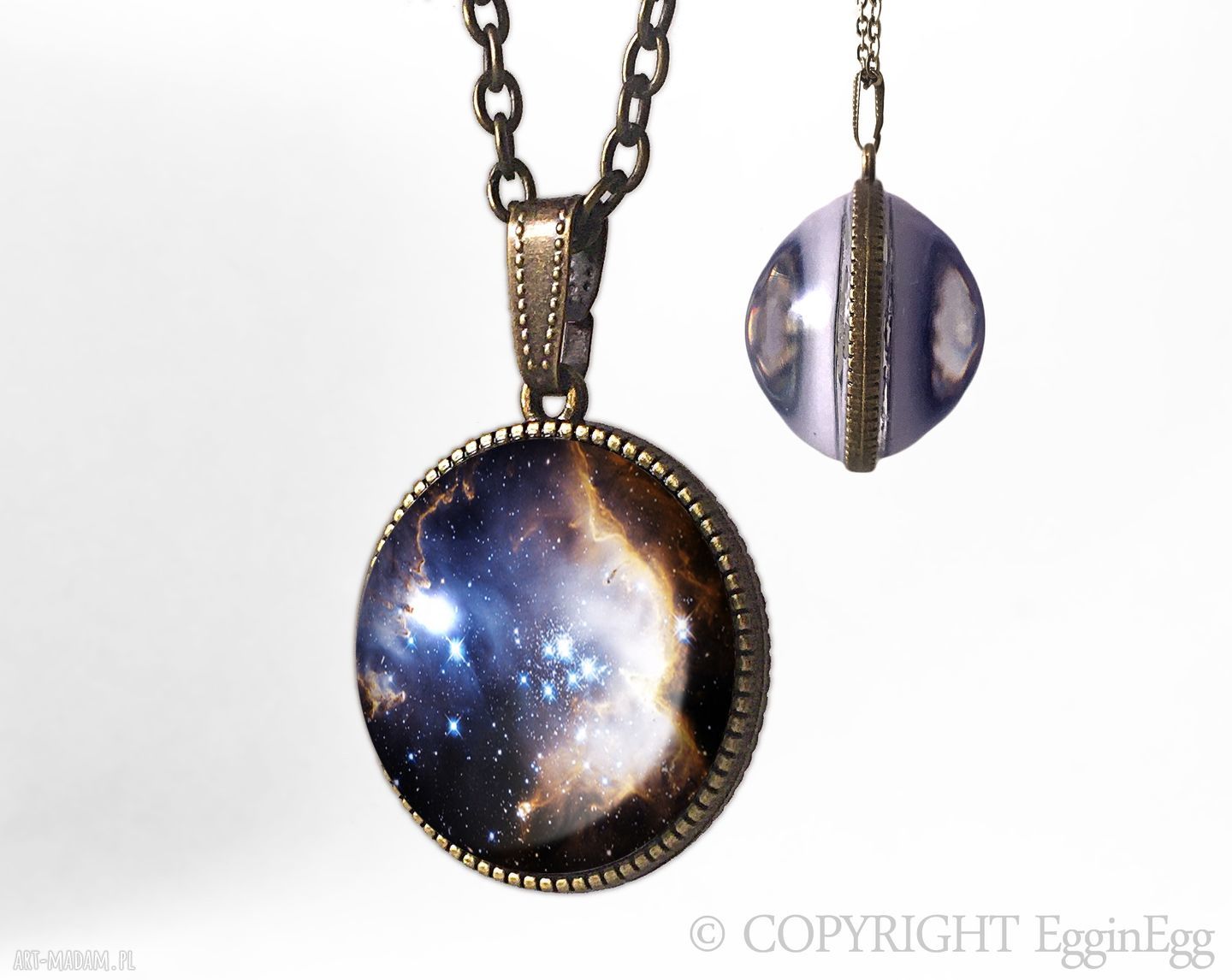 Kulisty dwustronny medalion nebula 0928spb naszyjnik kosmos kulka