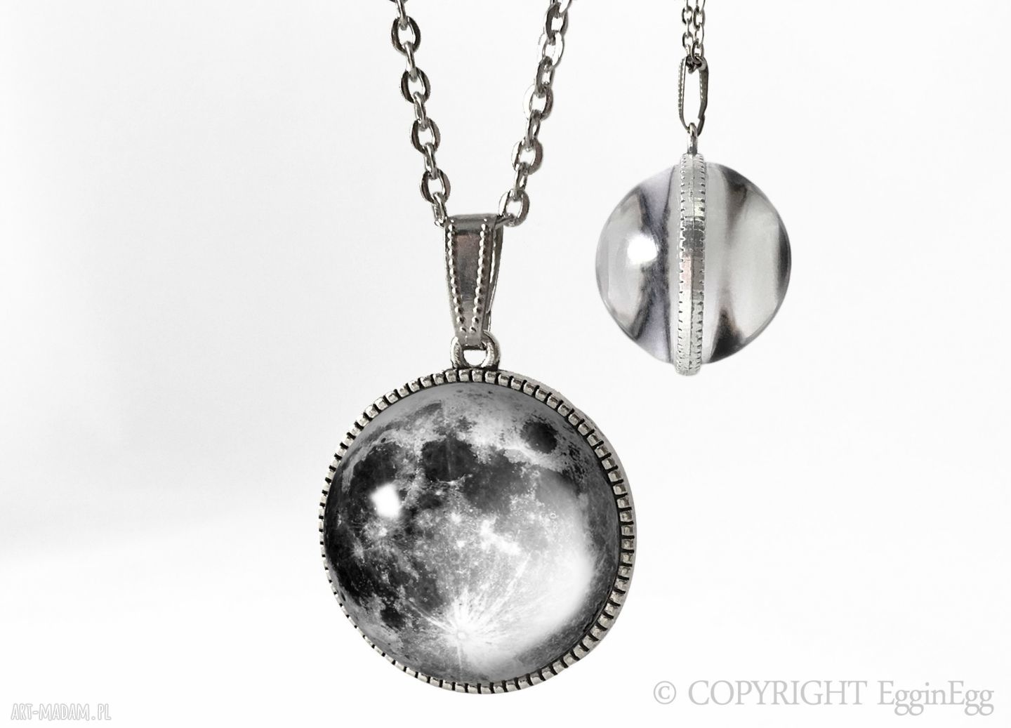 Kulisty dwustronny medalion pełnia księżyca 0108sps naszyjnik