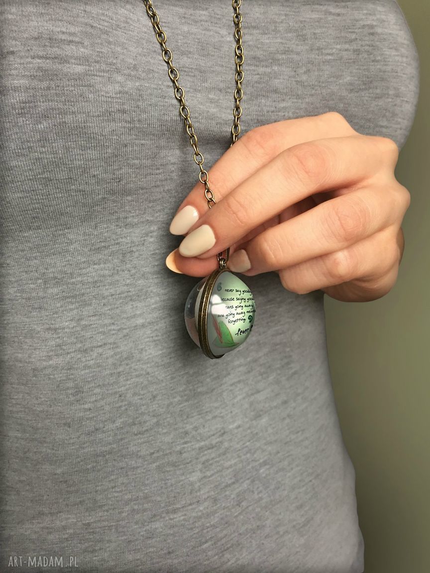 naszyjniki: Kulisty dwustronny medalion Piotruś Pan 0914SPBbig ręczne wykonanie