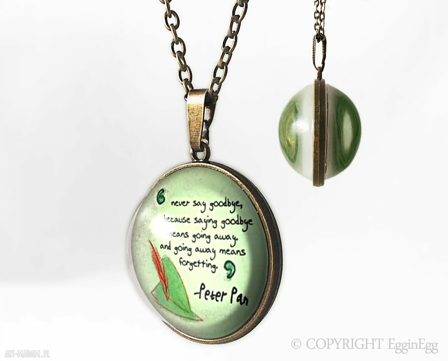 Kulisty dwustronny medalion piotruś pan 0914spbbig cytat ręcznie