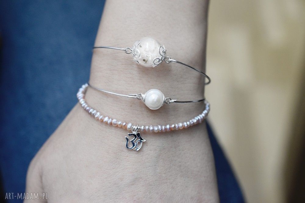 bransoletki: ♥ Dmuchawiec Posrebrzana bransoletka Ręcznie robione