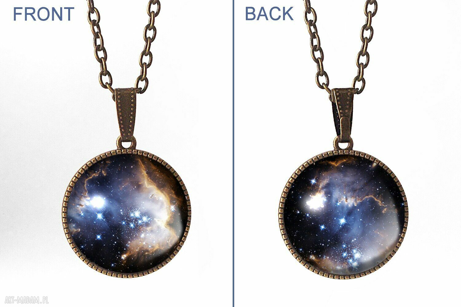 naszyjniki: Kulisty dwustronny medalion Nebula 0928SPB HandMade