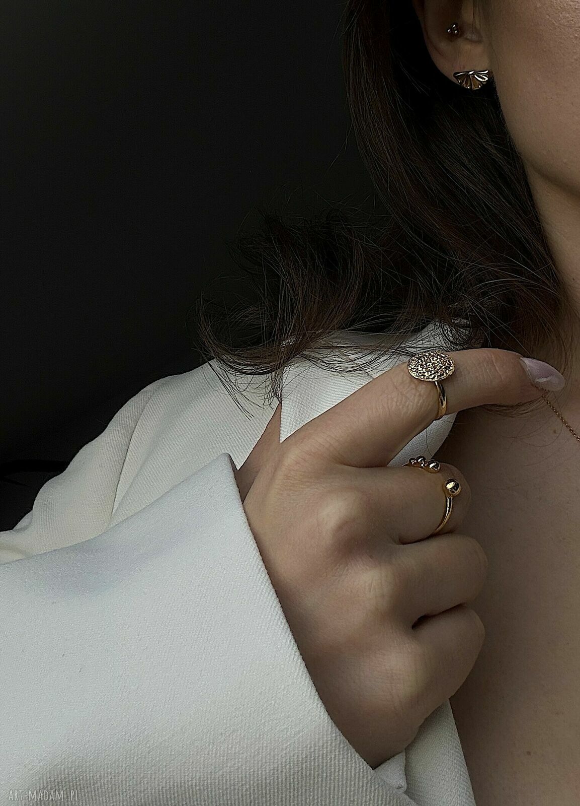 pierścionki: Złoty pierścionek z kuleczkami HandMade