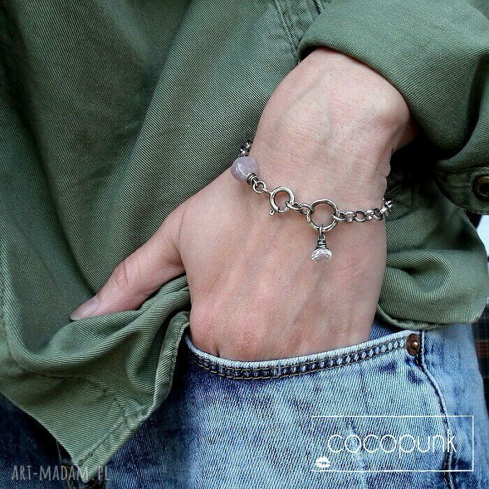 bransoletki: KUNZYT I SREBRO NOWOCZESNA BRANSOLETA. hand made