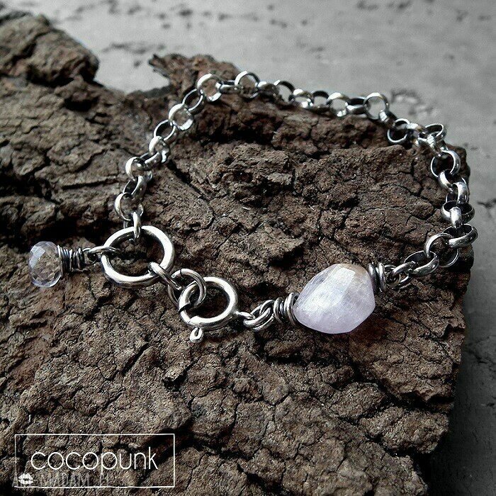 bransoletki: KUNZYT I SREBRO NOWOCZESNA BRANSOLETA. hand made