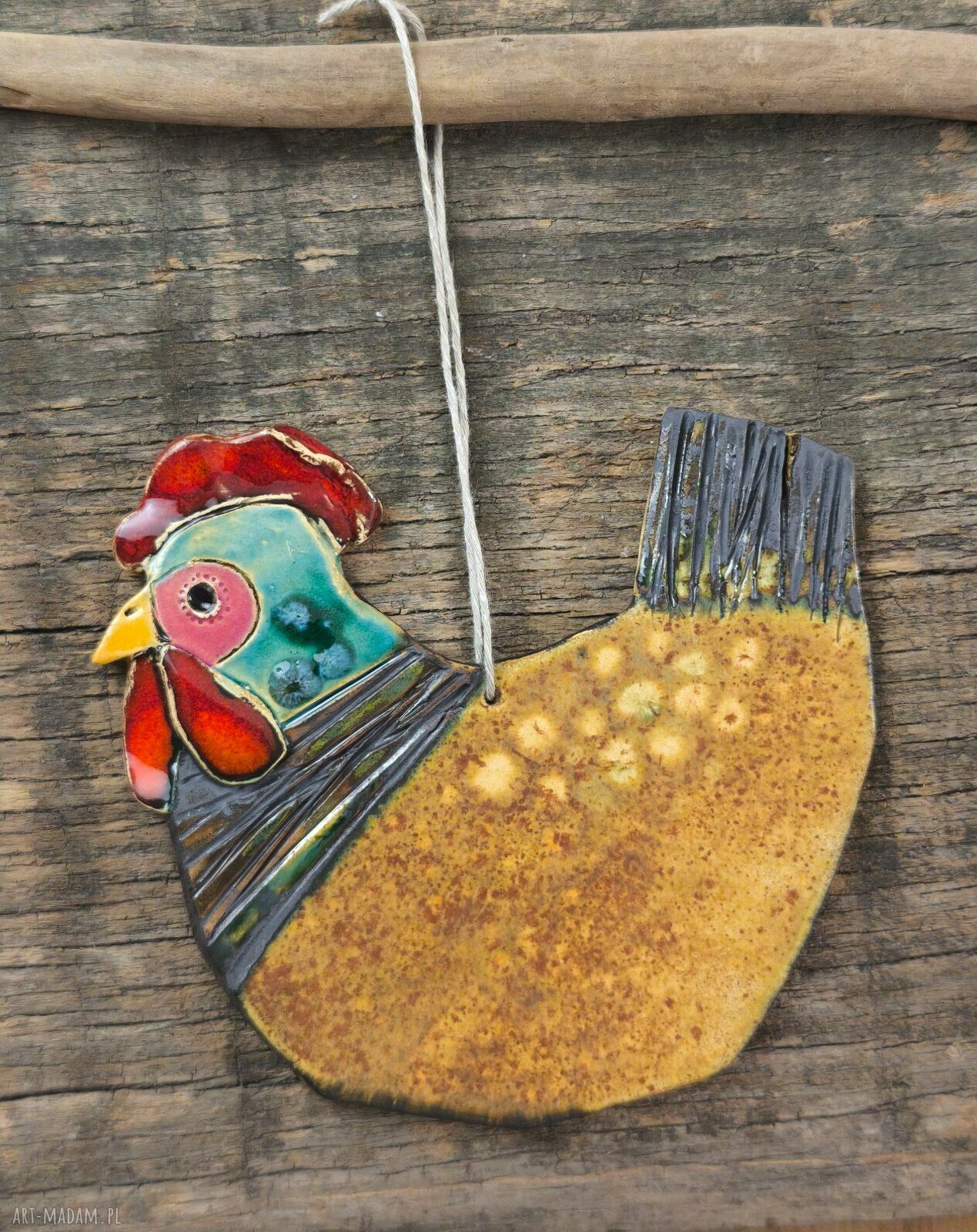 Kura ceramiczna hand made w wiejskim klimacie - ręcznie szkliwiona