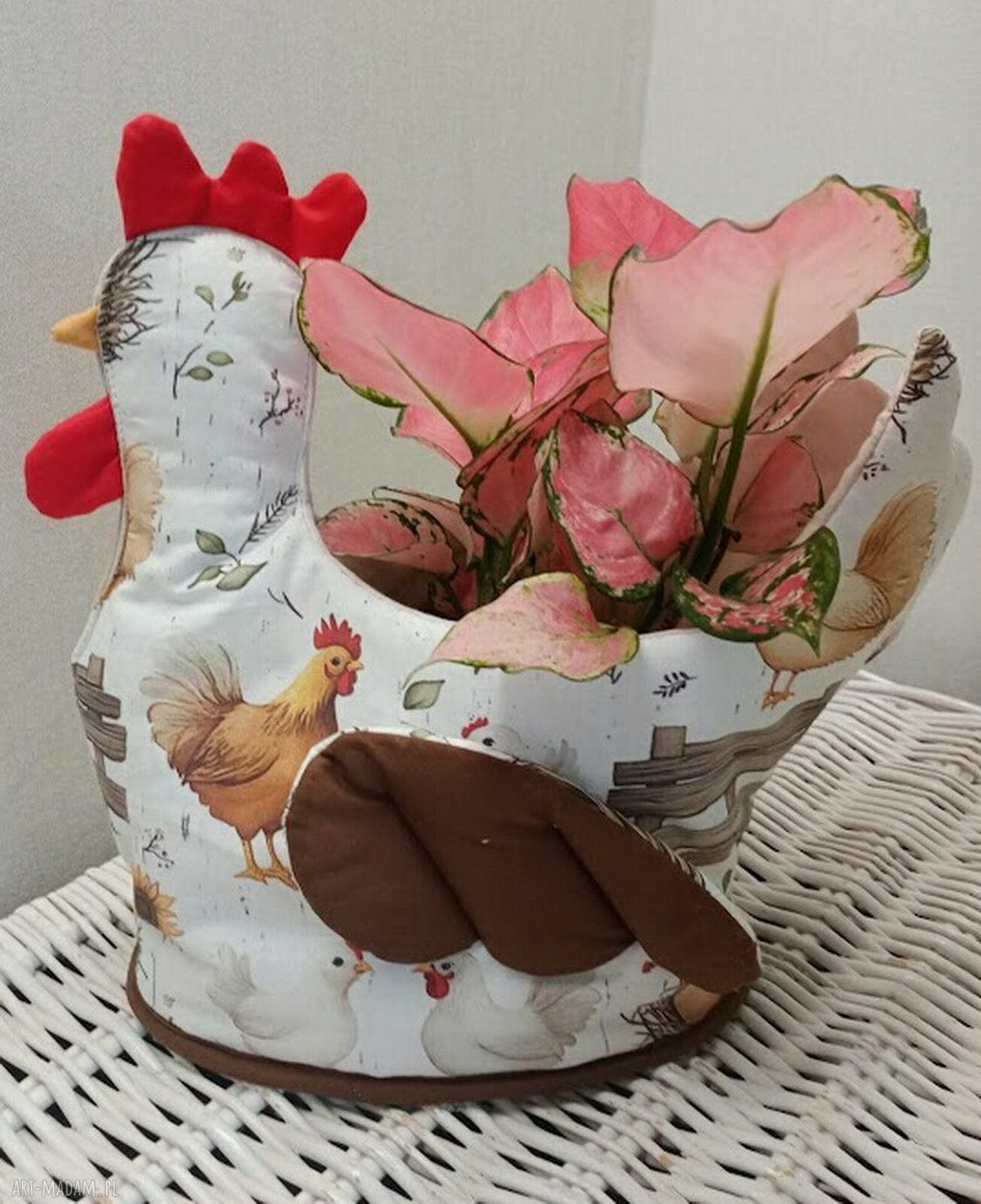 Kura na jajka, owoce - ręcznie wykonana ozdoba kuchenna