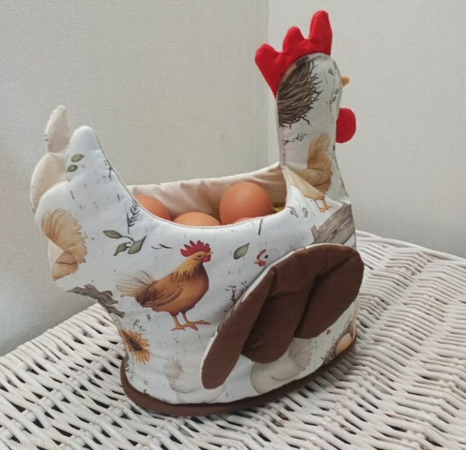 Kura na jajka, owoce - ręcznie wykonana ozdoba kuchenna