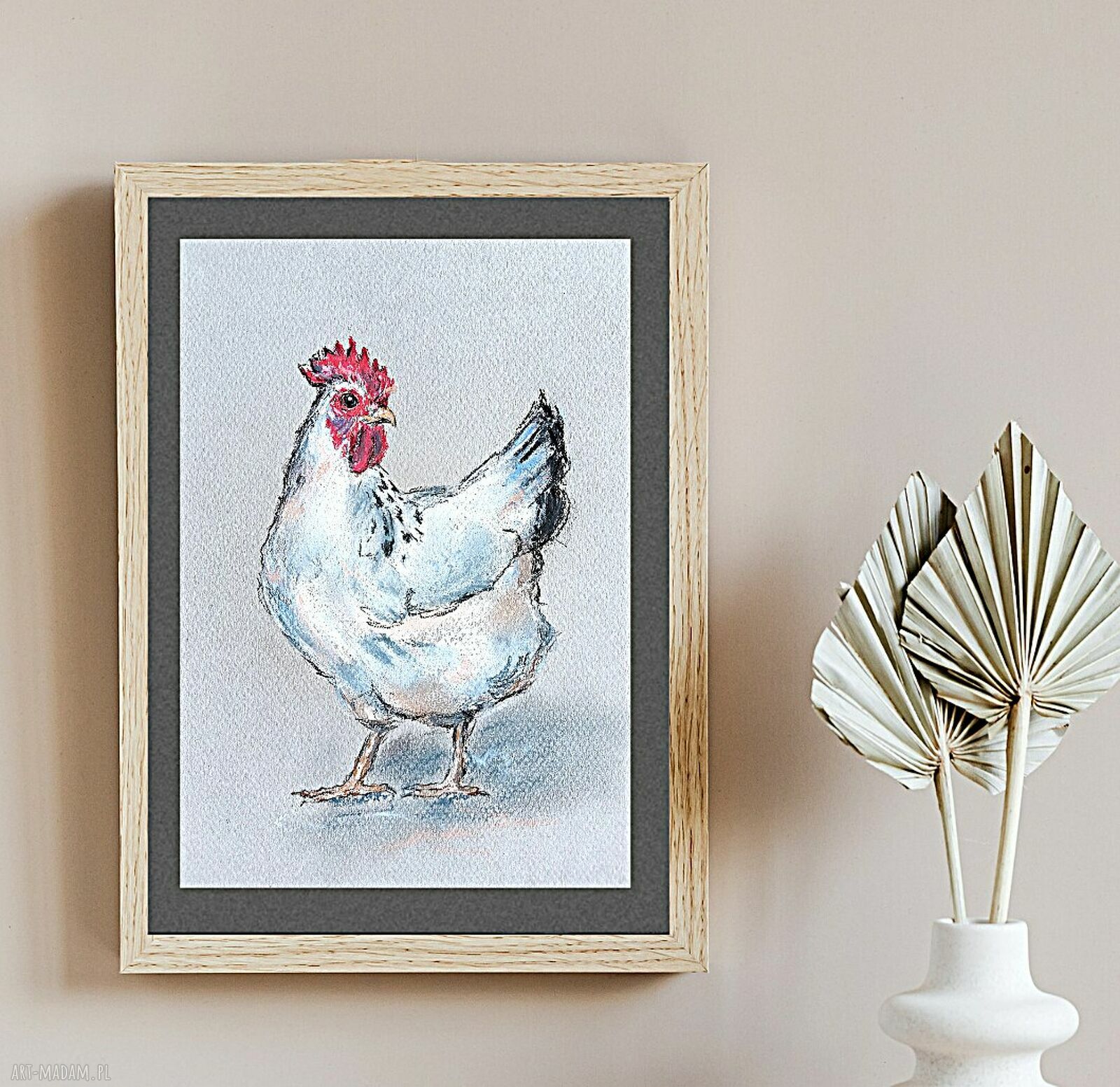 Pastelowa kurka - obraz z suchych pasteli 16x24 cm (bez ramki)