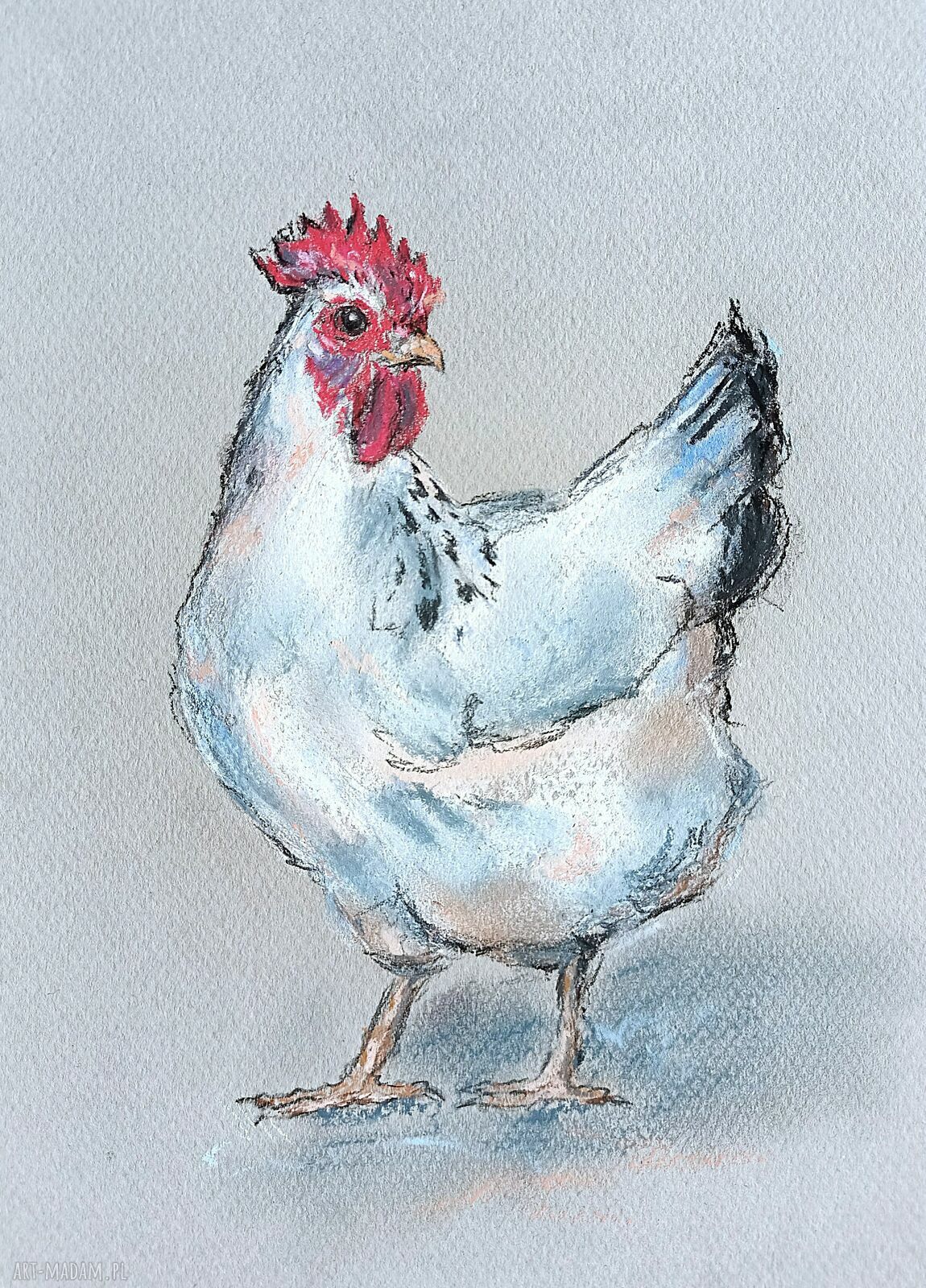 Pastelowa kurka - obraz z suchych pasteli 16x24 cm bez ramki