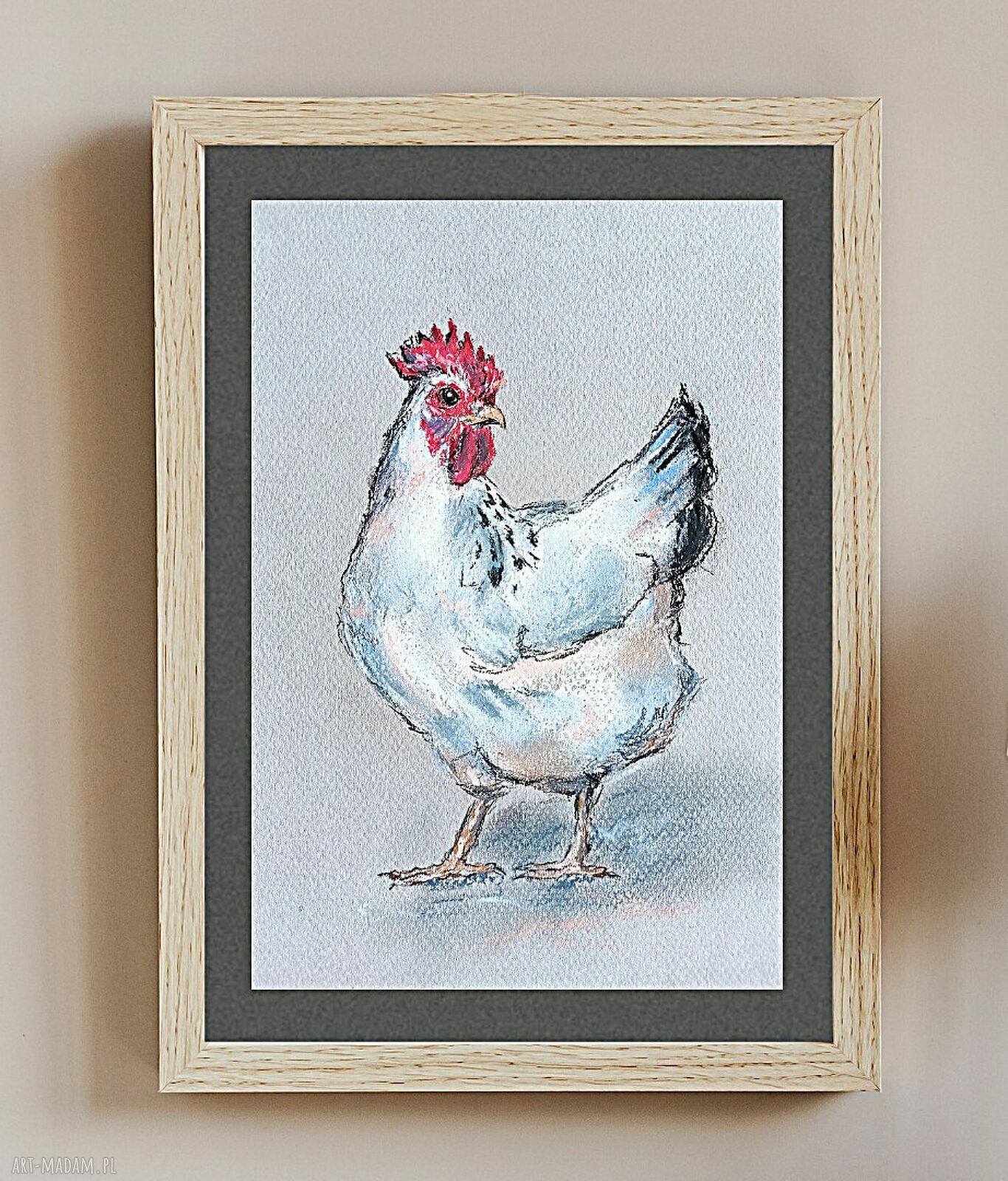 Pastelowa kurka - obraz z suchych pasteli 16x24 cm (bez ramki)
