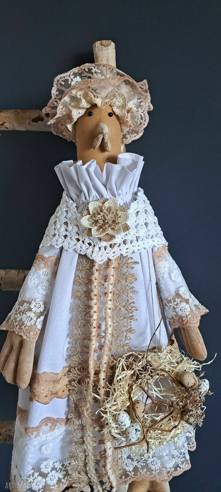 Kura w stylu rustykalnym - ręcznie szyta dekoracja 62 cm