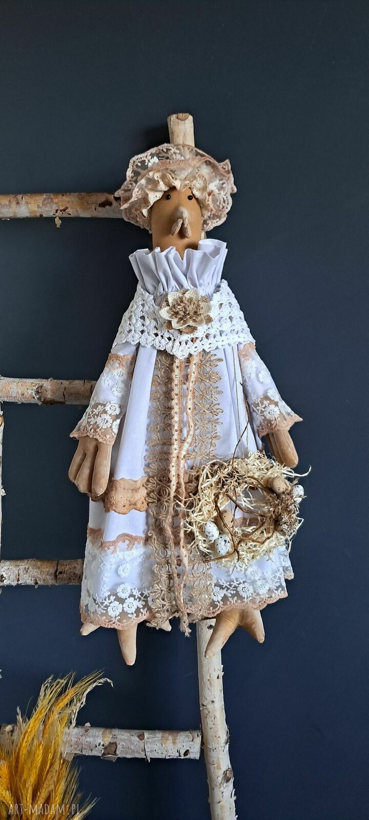 Kura w stylu rustykalnym - ręcznie szyta dekoracja 62 cm