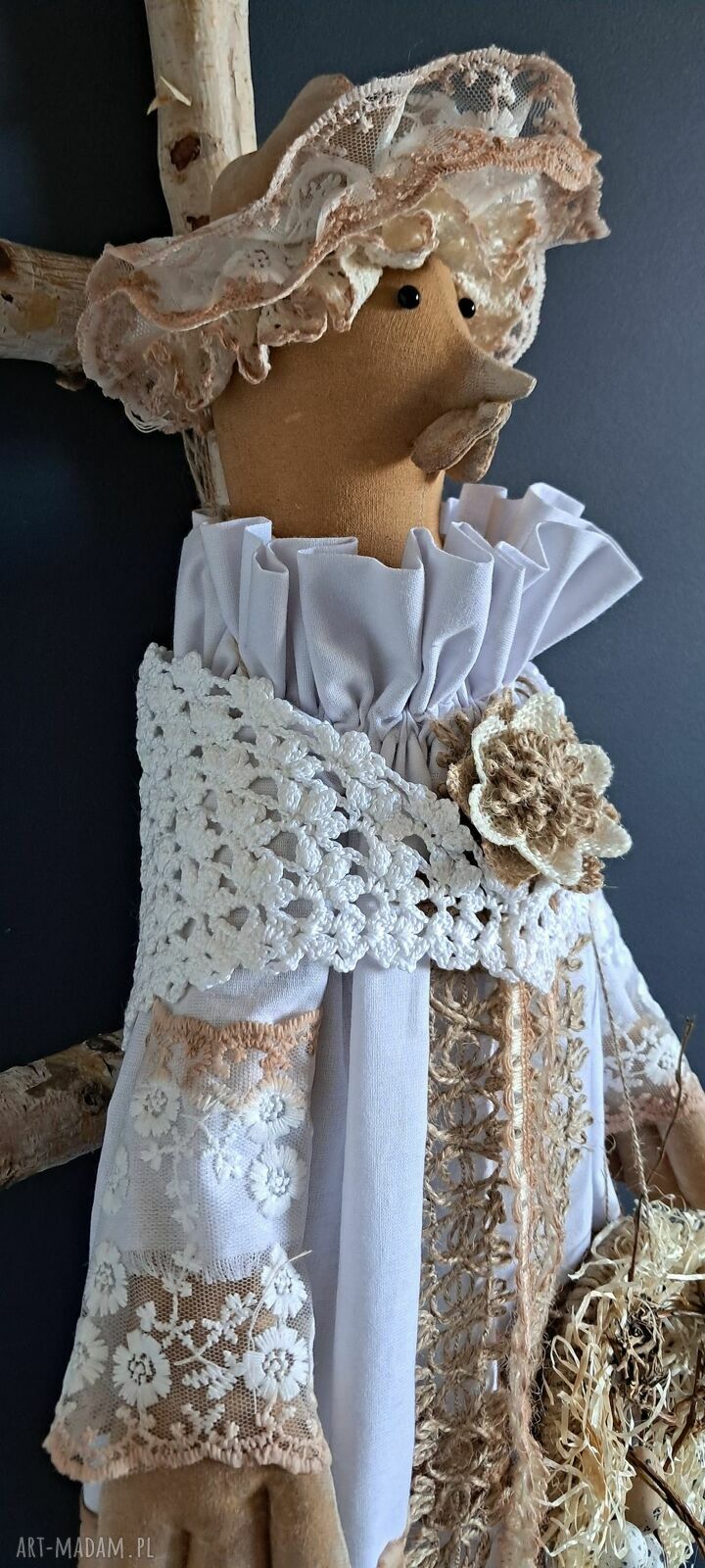 Kura w stylu rustykalnym - ręcznie szyta dekoracja 62 cm