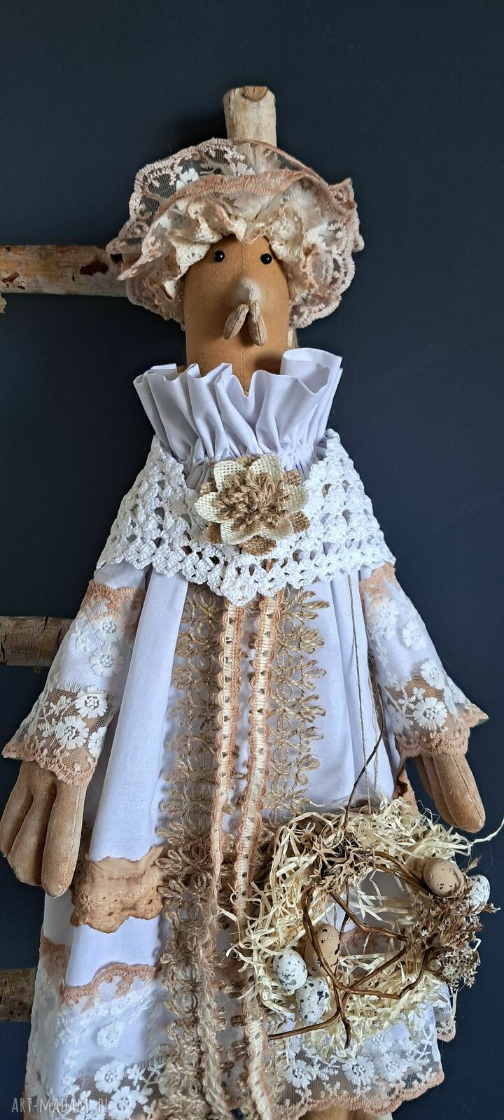Kura w stylu rustykalnym - ręcznie szyta dekoracja 62 cm