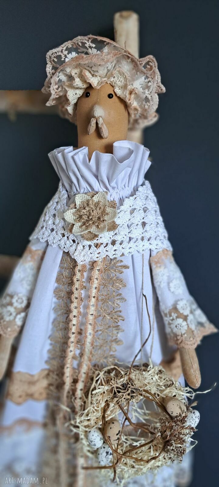 Kura w stylu rustykalnym - ręcznie szyta dekoracja 62 cm