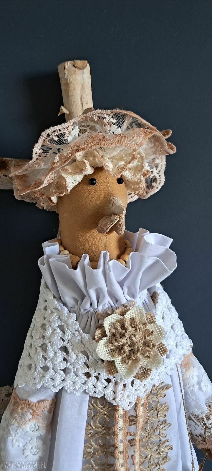 Kura w stylu rustykalnym - ręcznie szyta dekoracja 62 cm